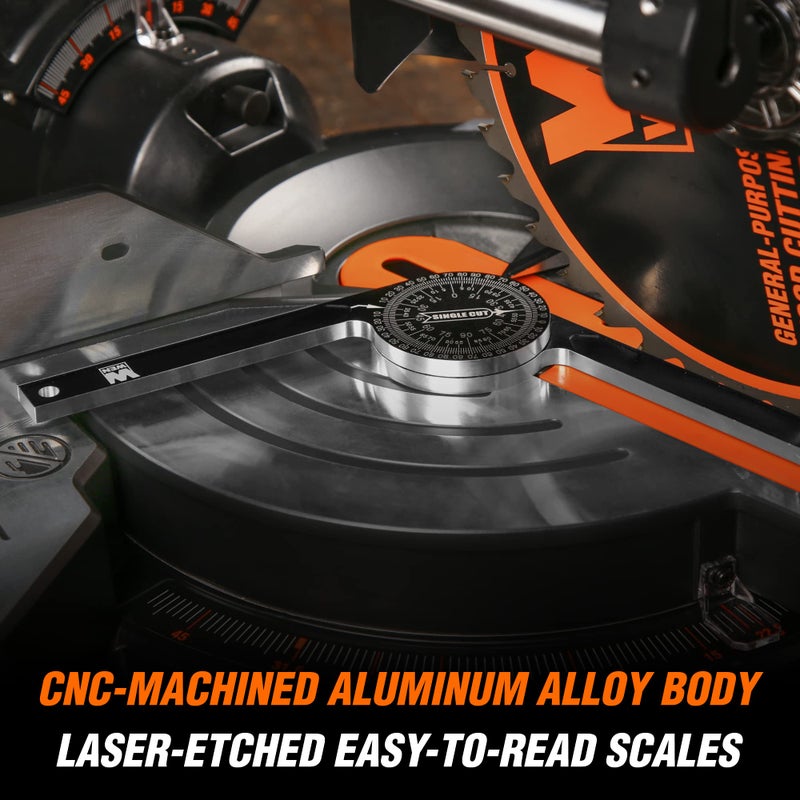 WEN Miter Saw Protractor, 7.25-Inch Aluminum Alloy with Laser-Engraved Scaled (ME175P) - Image 4